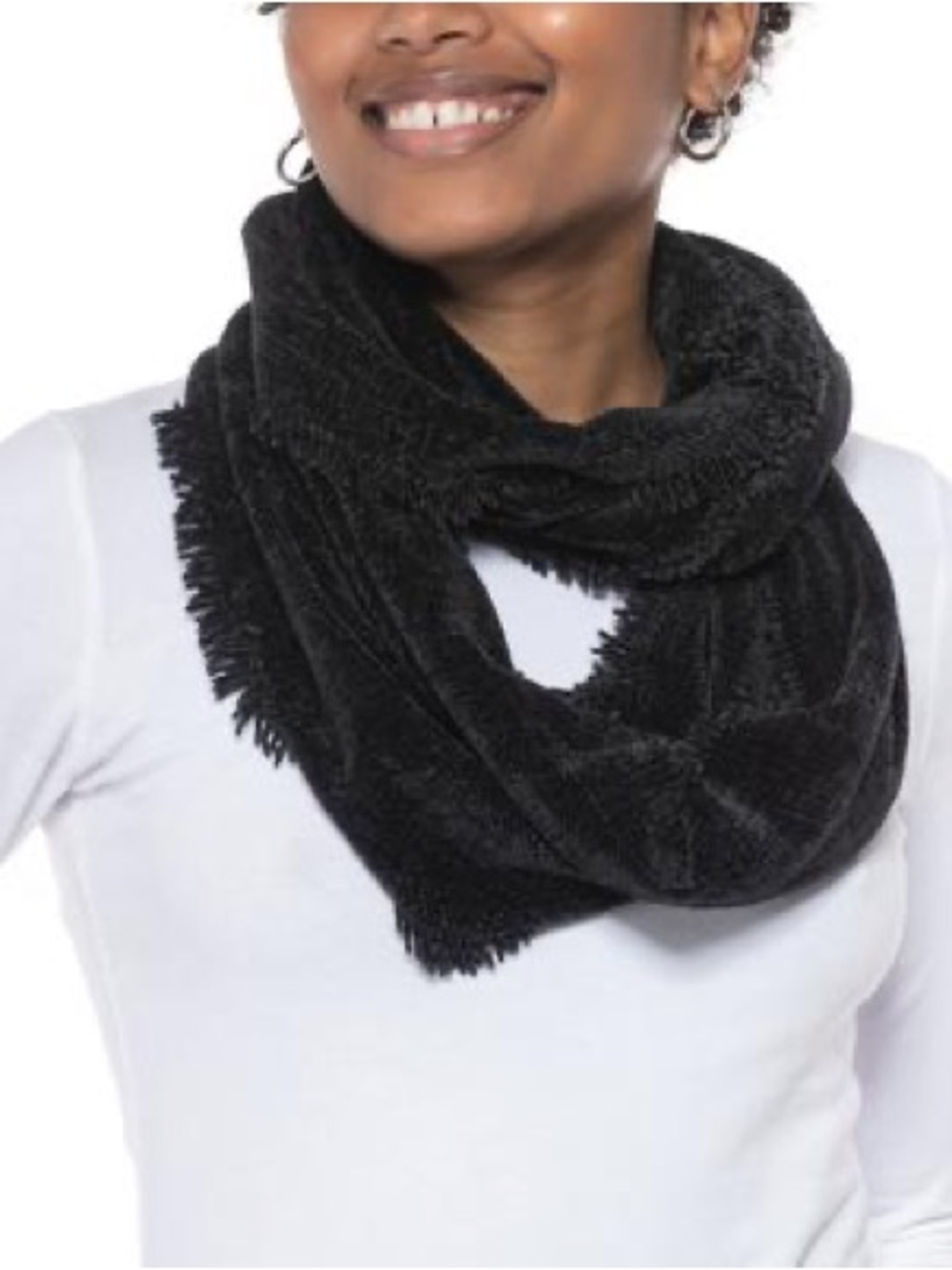 Charter Club Black Fringed Infinity Scarf
